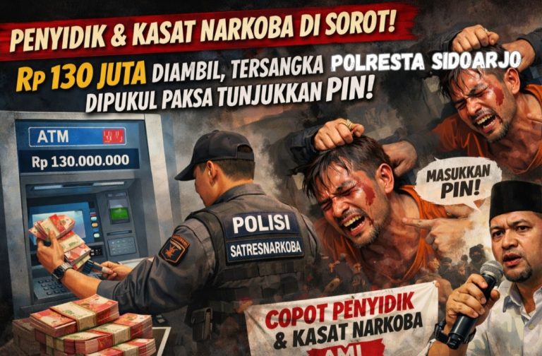 Tersangka Dipukuli dan Dikuras Habis Uang 130 Juta, AMI Desak Kapolda Copot Oknum Penyidik II Sastresnarkoba Polresta Sidoarjo